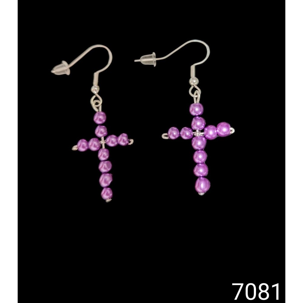 Purple Pearl Bead Earrings